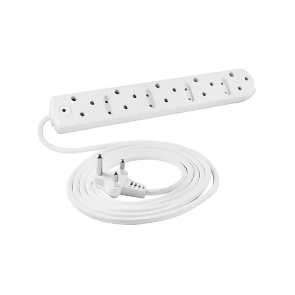 5 Way Low Cost Power Duct 16A + 3M PVC White Crabtree M/PLUG U/SW + O/L C2035/3P