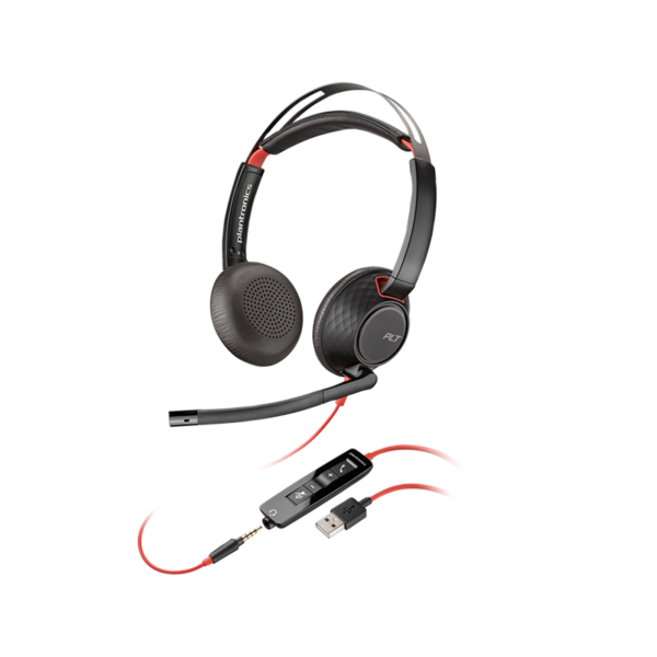 Poly Blackwire 3320 Stereo Microsoft Teams Certified USB-C Headset +USB-C/A Adapter