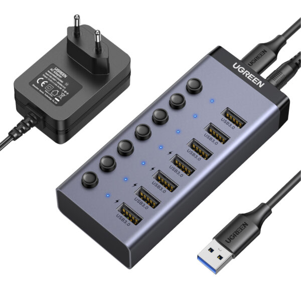 CM481-90307_UGREEN-7-in-1-USB-3.0-Hub-Grey_wr_01a UGREEN 7 in 1 USB 3.0 Hub-Grey